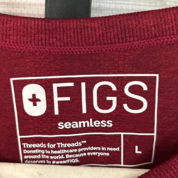 FIGS seamless tops long sleeve burgundy red with polkadot detail size L - Picture 2 of 6
